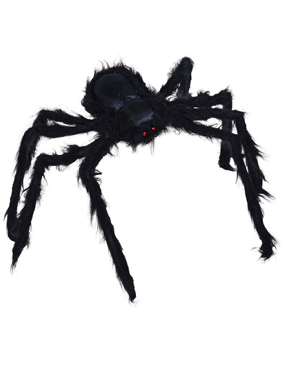 Grande araignée d'Halloween pour décoration noire poilue avec yeux rouges