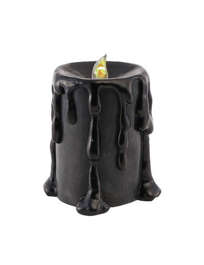 Vela decorativa grande de resina negra con LED 10 x 8,5 x 12 cm