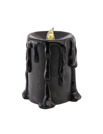 Vela decorativa grande de resina negra con LED 10 x 8,5 x 12 cm