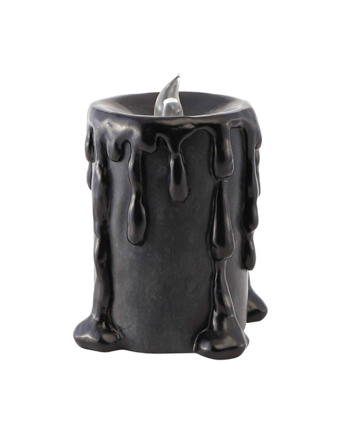 Vela decorativa grande de resina negra con LED 10 x 8,5 x 12 cm