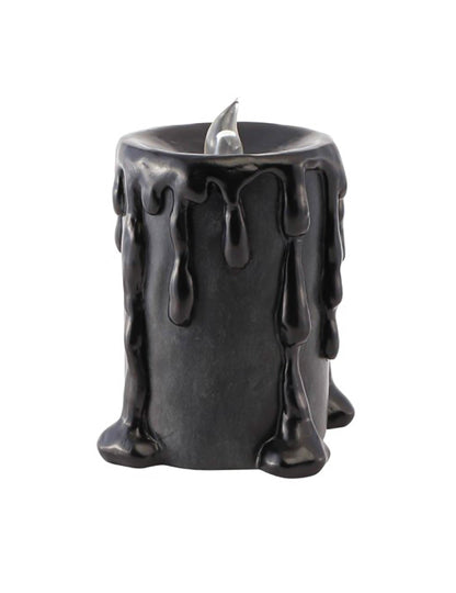 Vela decorativa grande de resina negra con LED 10 x 8,5 x 12 cm