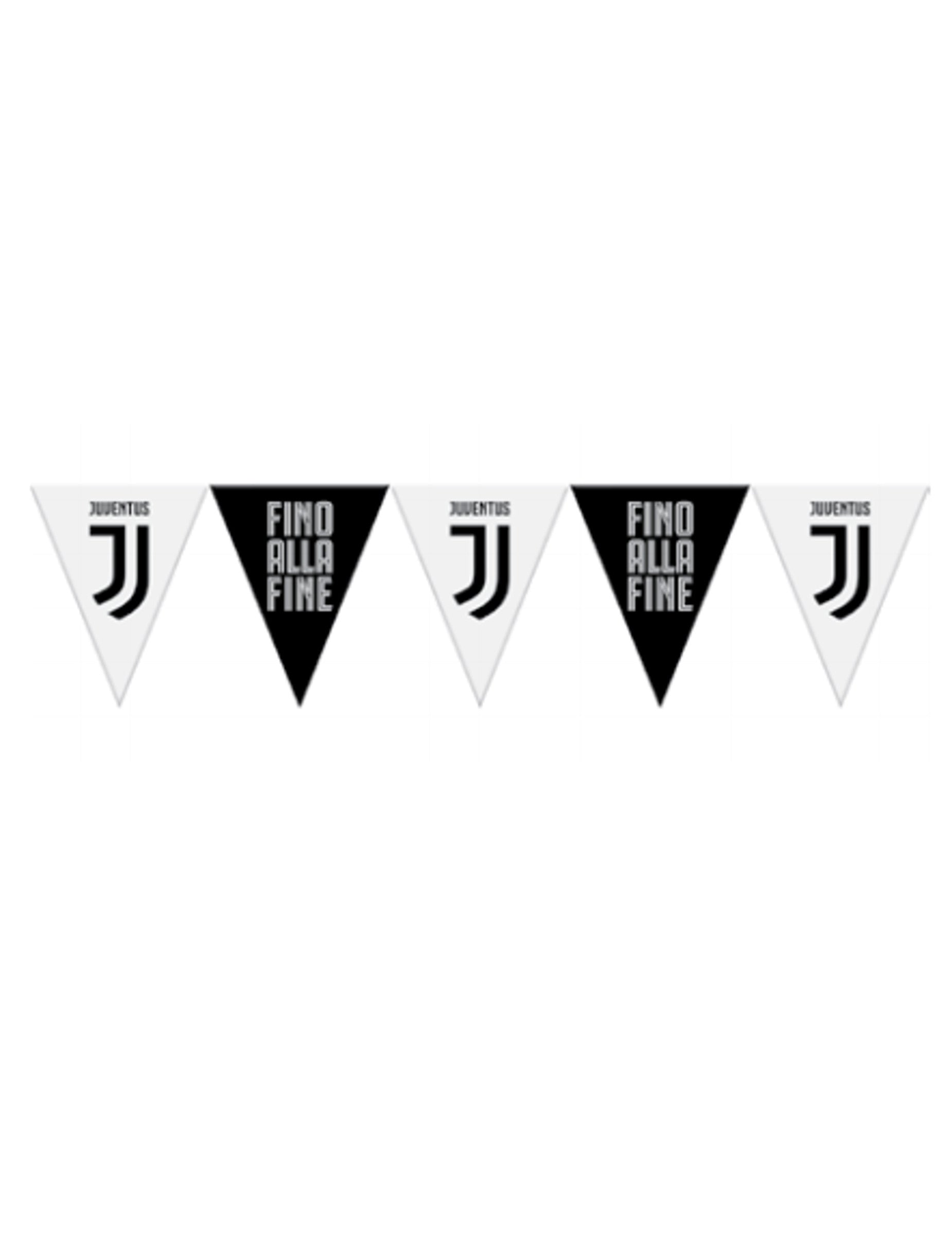 Guirlande à fanions en plastique Juventus pour supporter noire et blanche