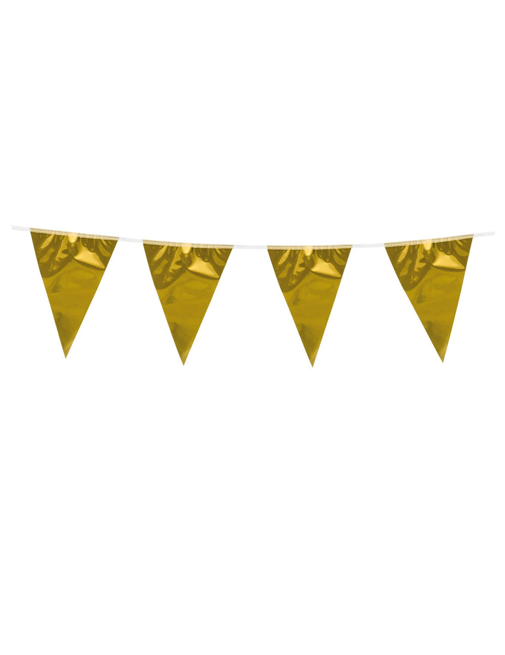 Guirnalda con mini banderines dorados para fiesta, efecto brillante metalizado