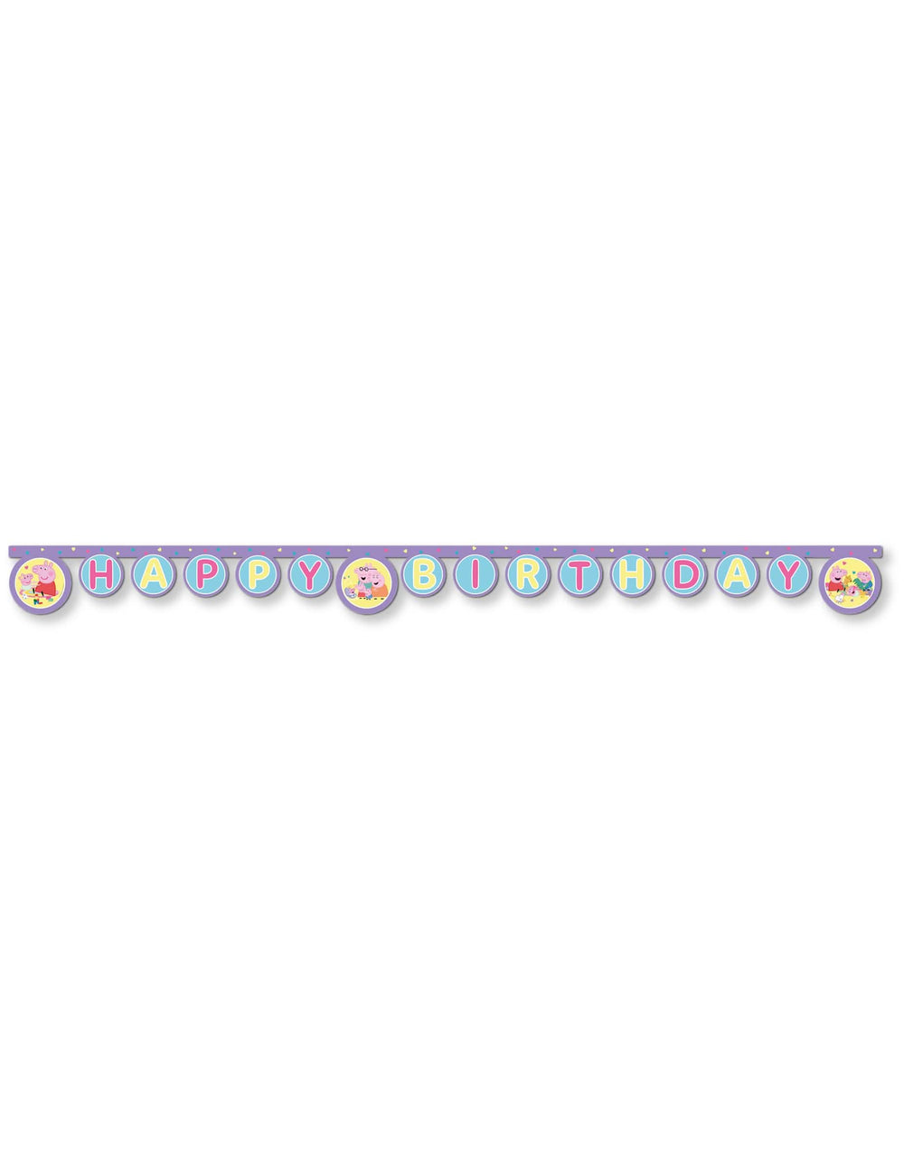 Guirnalda articulada Happy Birthday Peppa Pig violeta y azul pastel