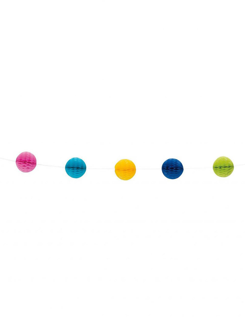 Guirlande boules alvéolées multicolore avec 11 pompons