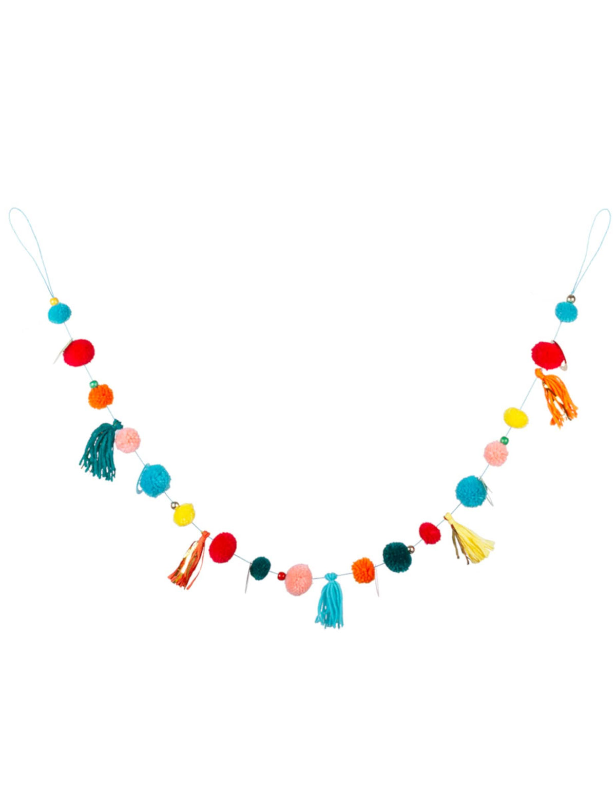 Guirlande de pompons multicolores pour décoration de fête avec glands colorés