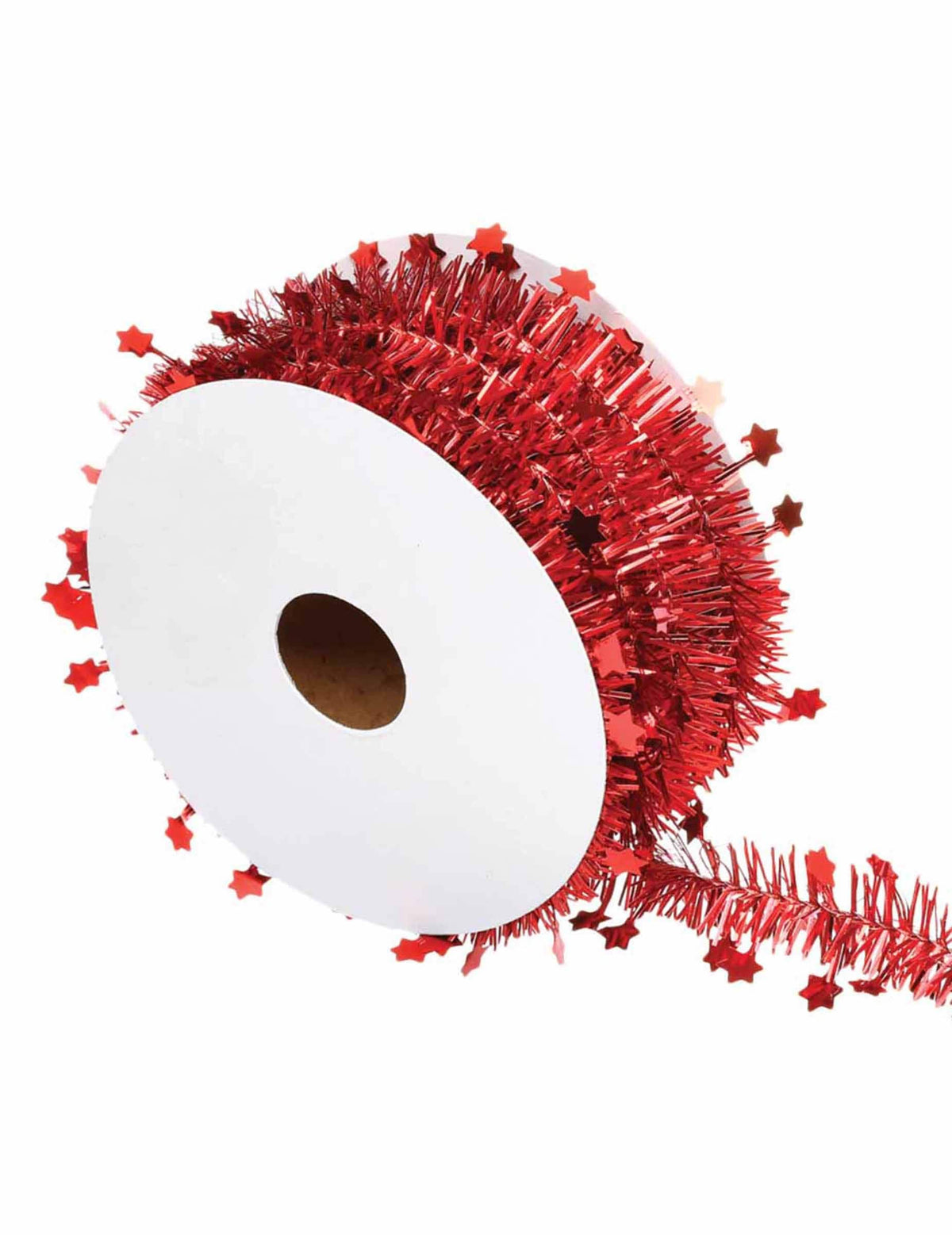 Guirnalda de abeto con estrellas para decoración rojo en rollo