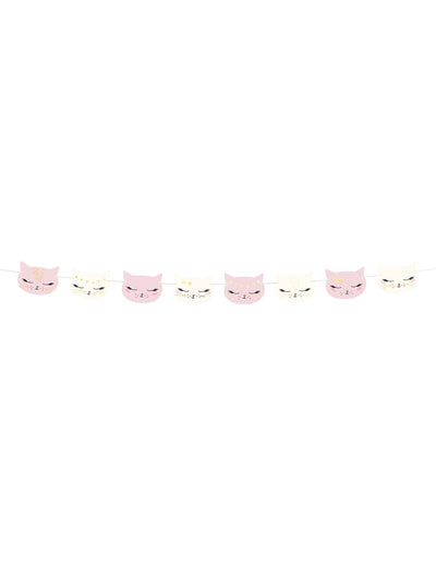 Guirlande en carton chaton pour enfant rose et blanc