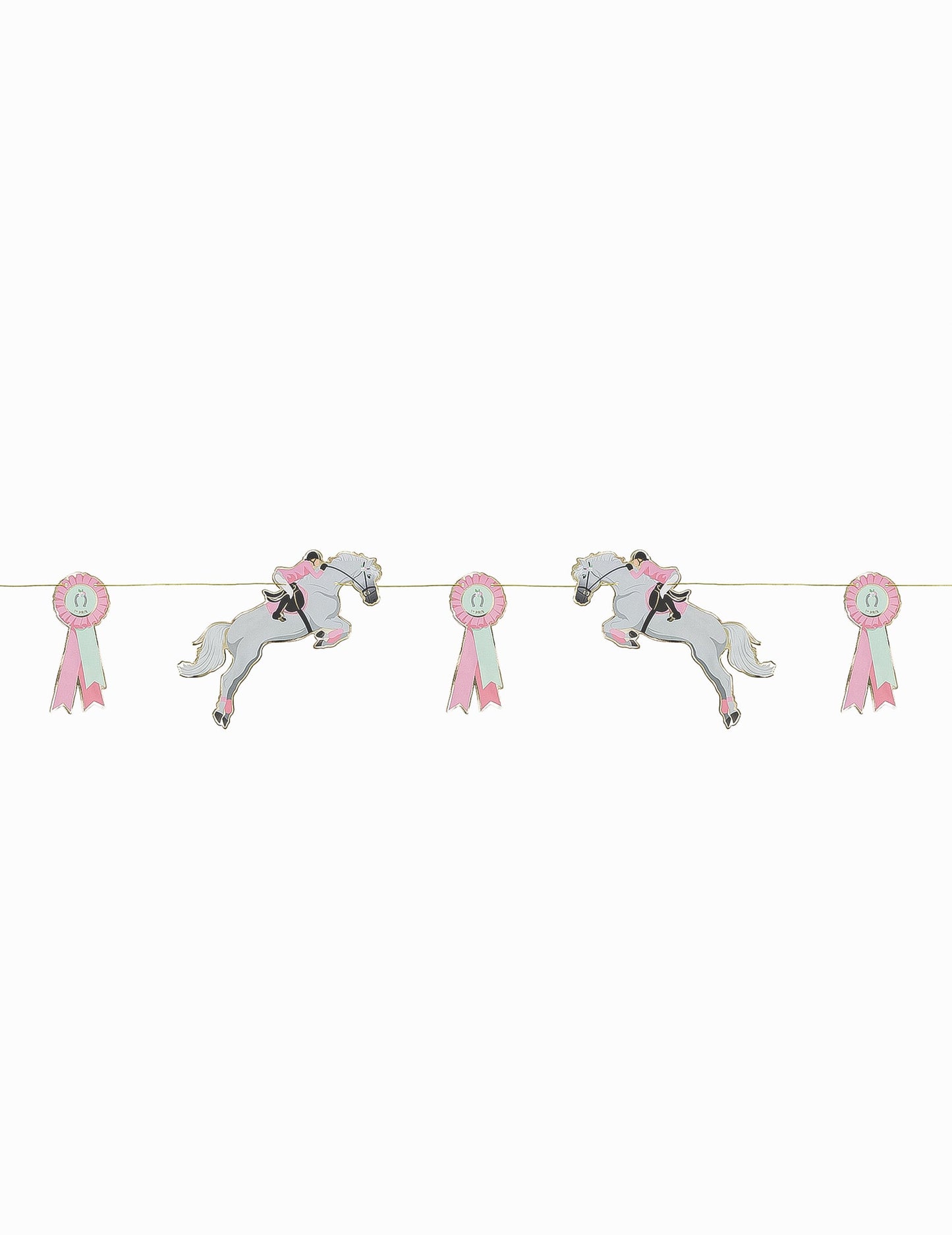 Guirlande en carton cheval pour anniversaire équitation grise et rose