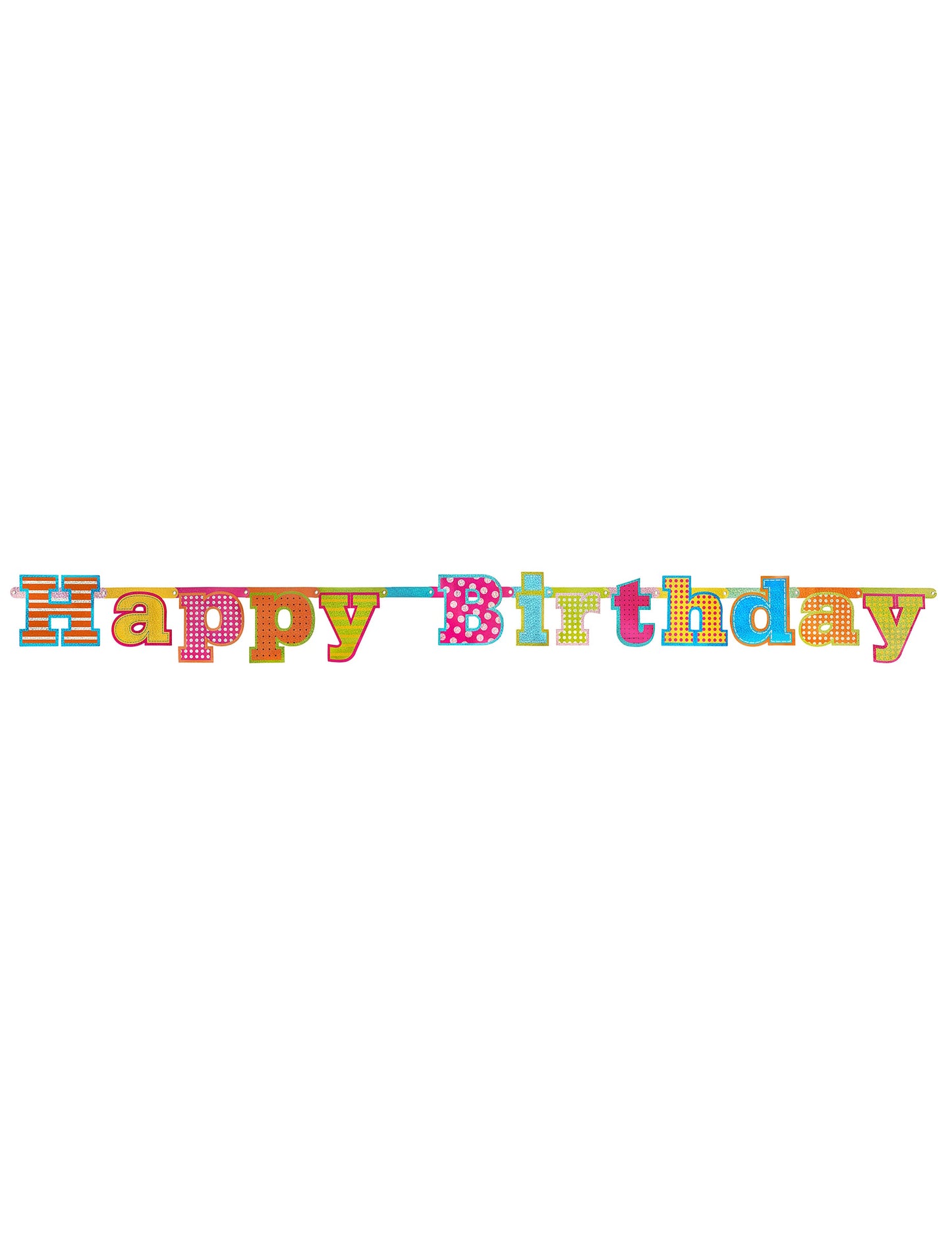 Vue d'ensemble de la guirlande en carton Happy Birthday