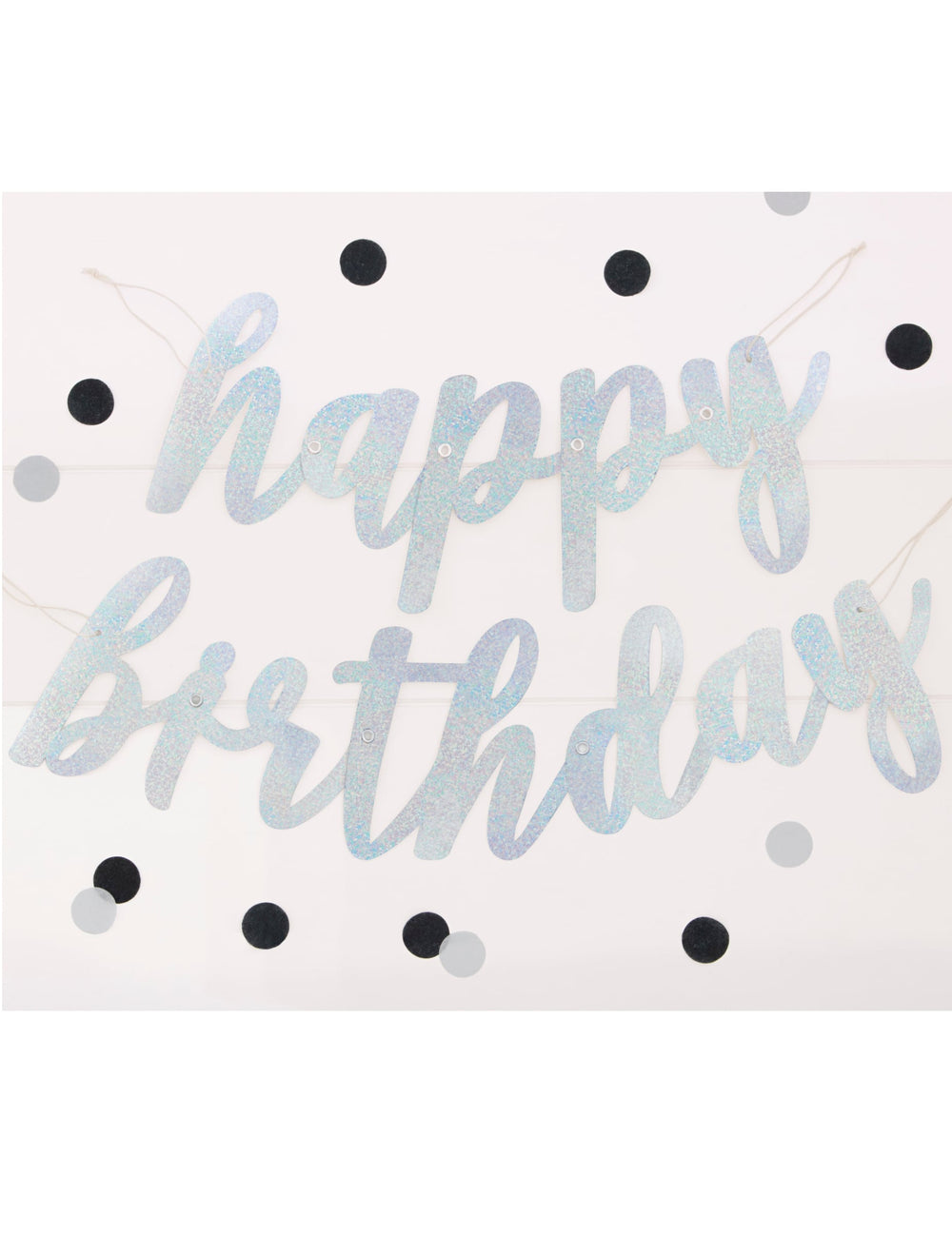 Guirlande en carton Happy Birthday pour anniversaire argenté pailleté