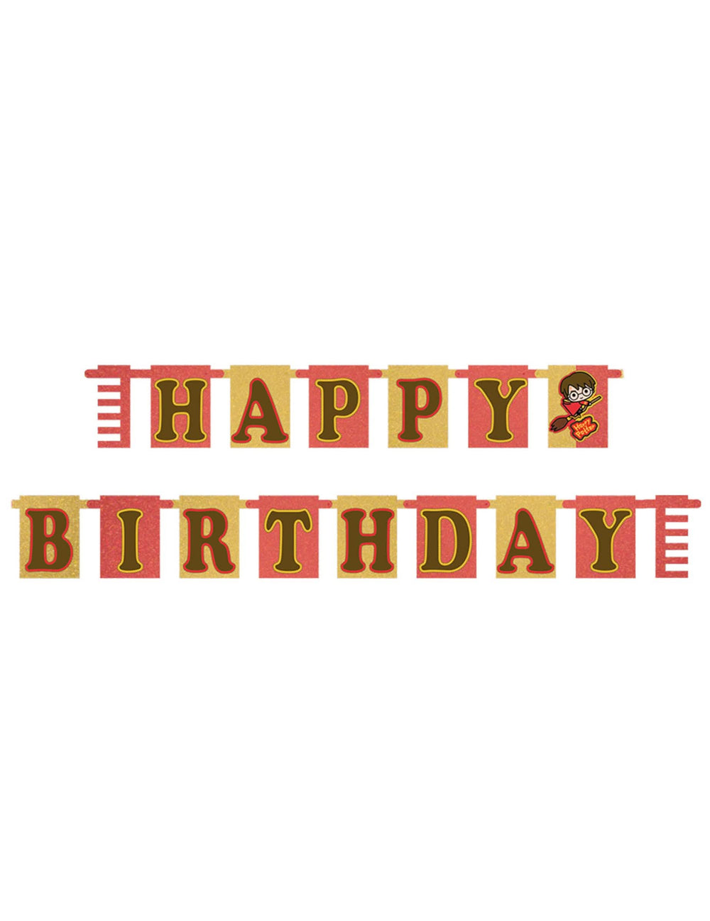 Guirlande Happy Birthday Harry Potter pour anniversaire rouge et or style kawaii