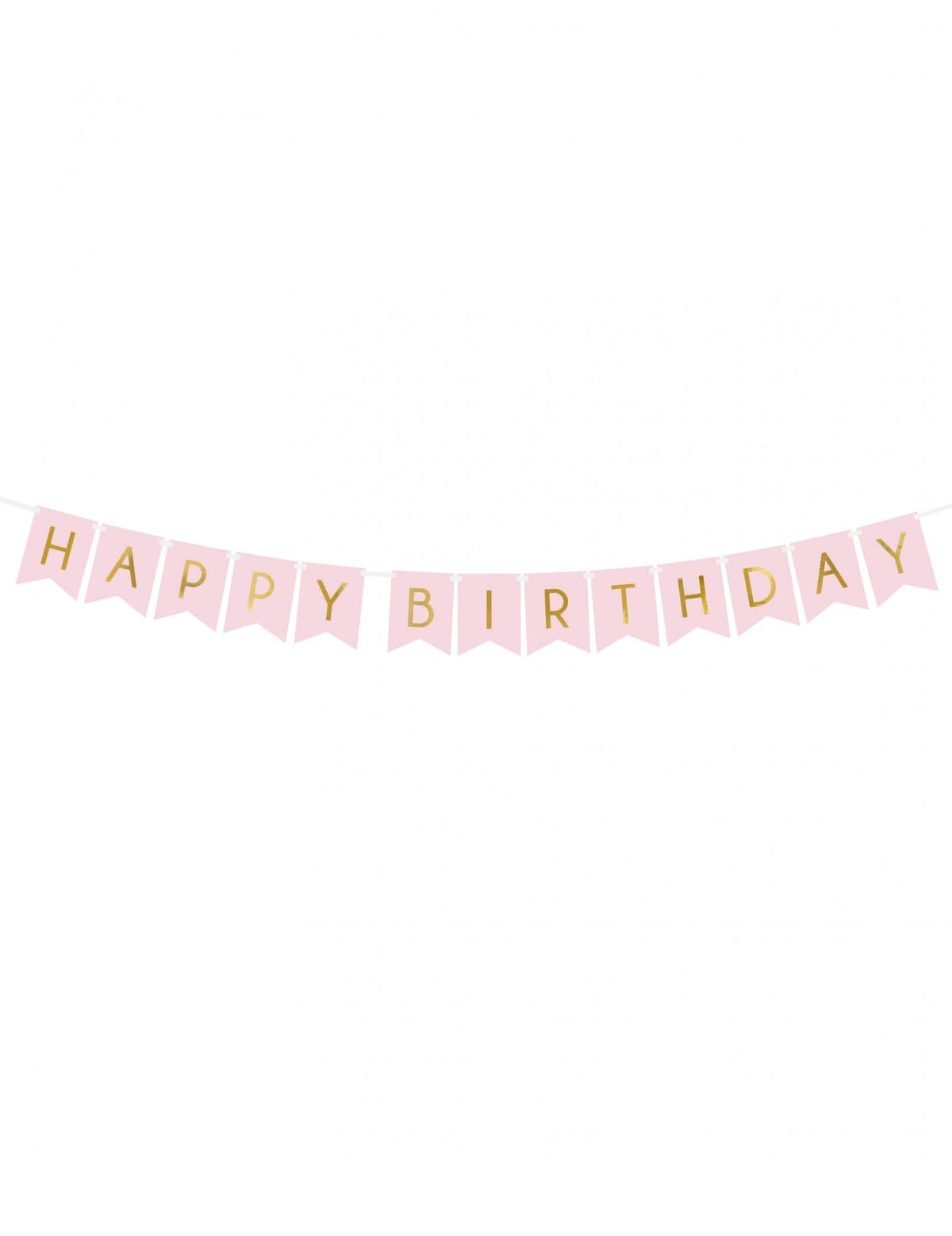 Guirlande en carton Happy Birthday pour anniversaire rose et dorée