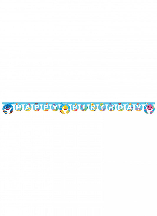 Vue d'ensemble de la guirlande en papier Happy Birthday Baby Shark