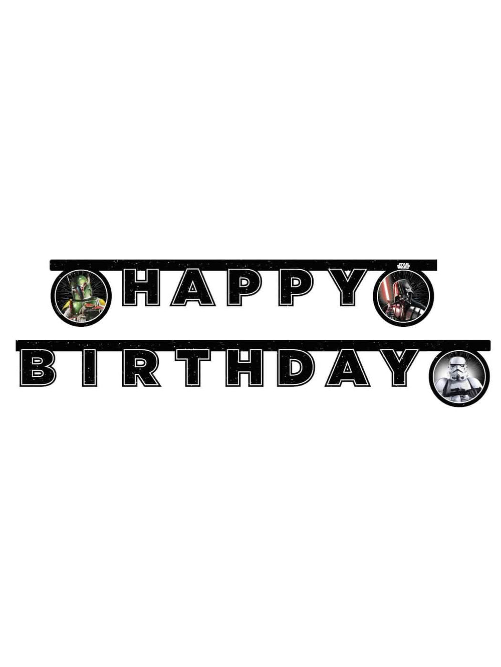 Guirlande en carton Happy Birthday Star Wars Galaxy pour anniversaire noire