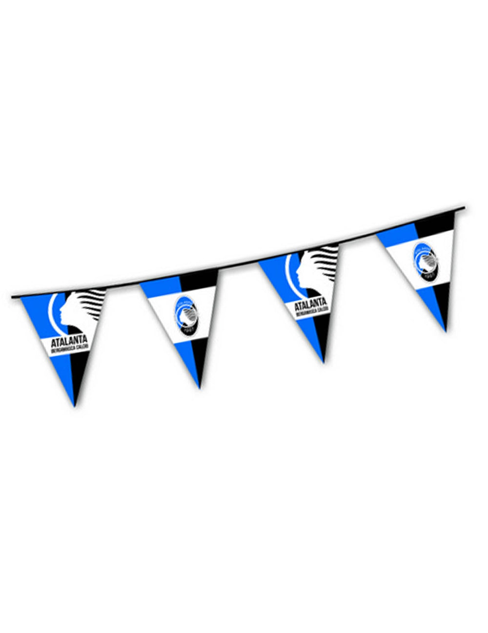 Guirnalda de banderines de plástico Atalanta azul y negra
