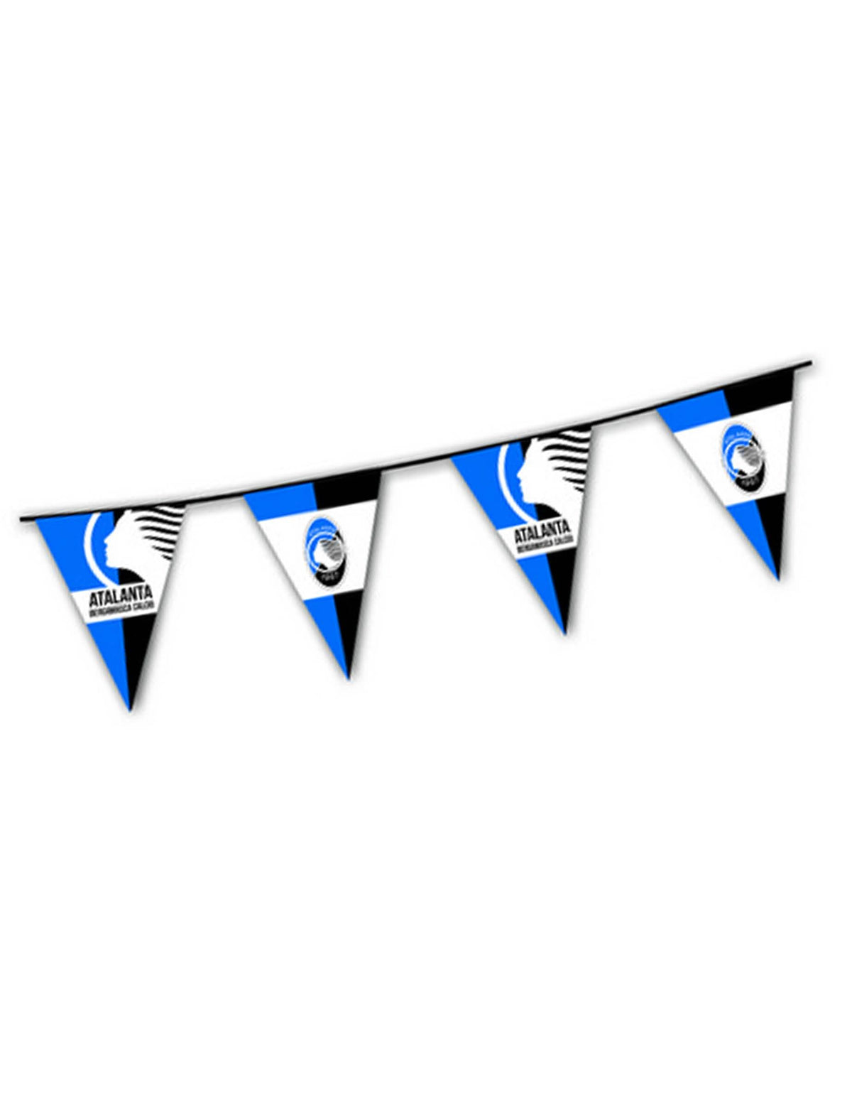 Guirnalda de banderines de plástico Atalanta azul y negra