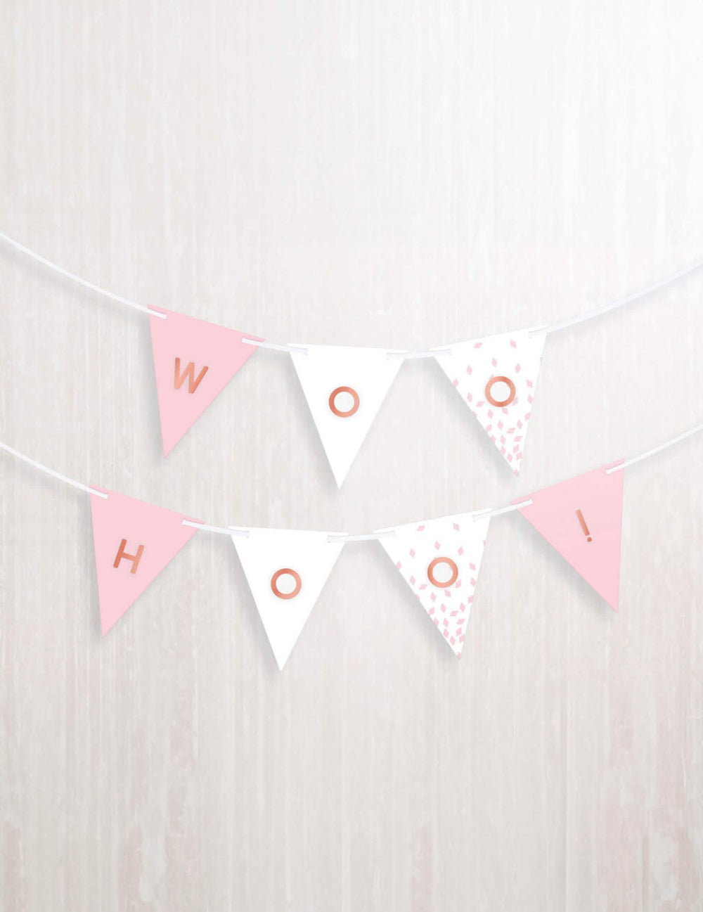 Guirnalda de banderines personalizable para fiesta en oro rosa con pegatinas