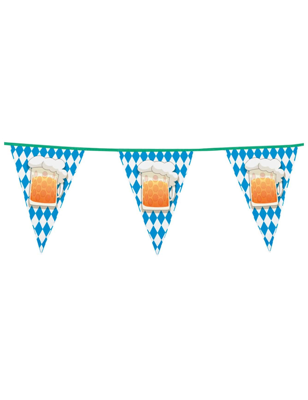 Guirnalda de banderines fiesta de la cerveza para decoración azul y blanco con motivos de jarras de cerveza