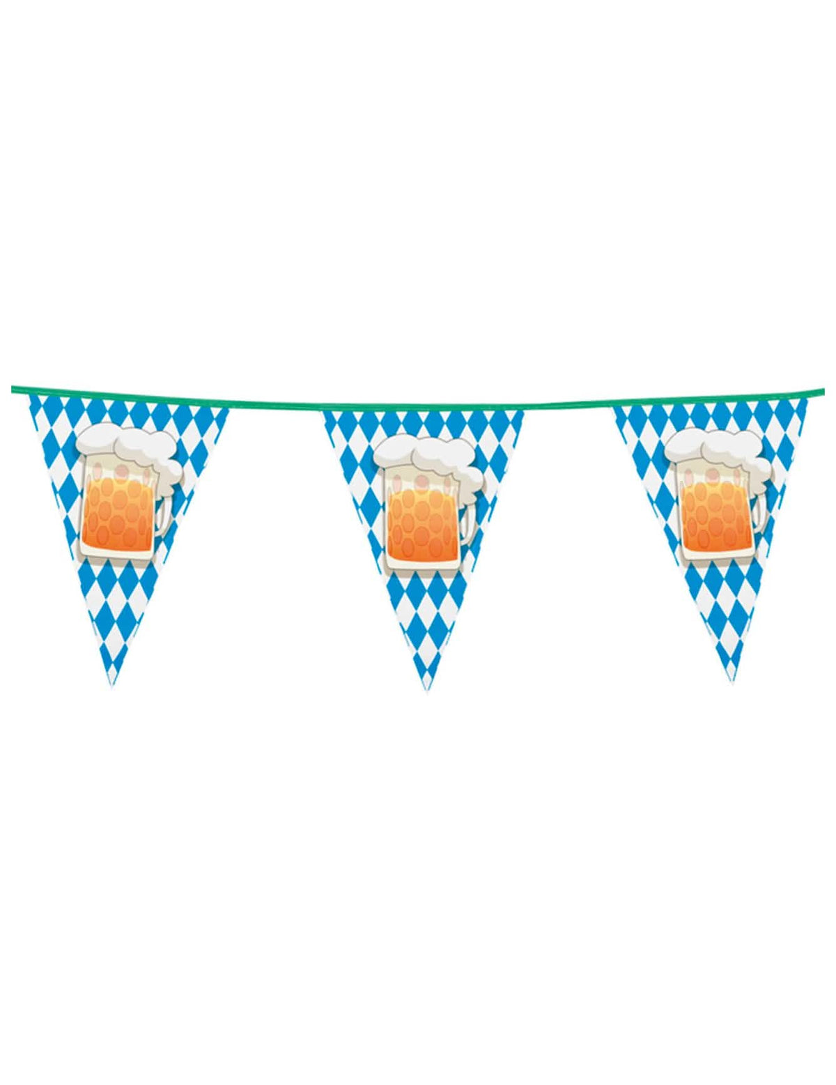 Guirnalda de banderines fiesta de la cerveza para decoración azul y blanco con motivos de jarras de cerveza
