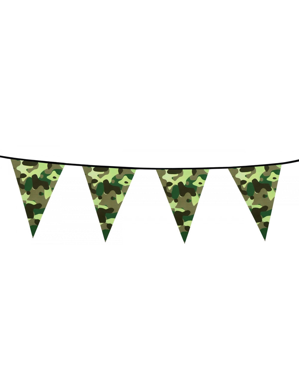 Guirnalda de banderines de papel Camuflaje para fiesta 6 m verde y marrón