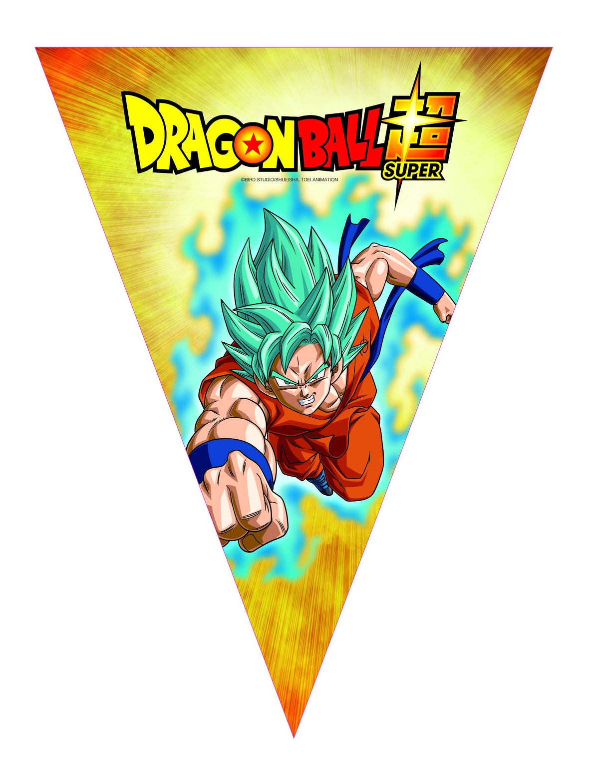 Guirlande de fanions en papier Dragon Ball Super pour anniversaire orange et jaune avec Sangoku