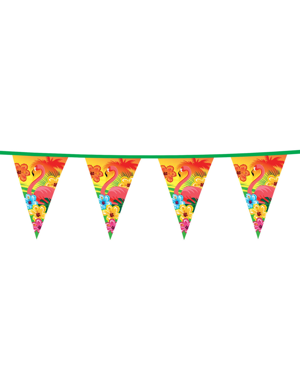 Guirnalda de banderines hawái flamenco para fiesta multicolor con motivos tropicales
