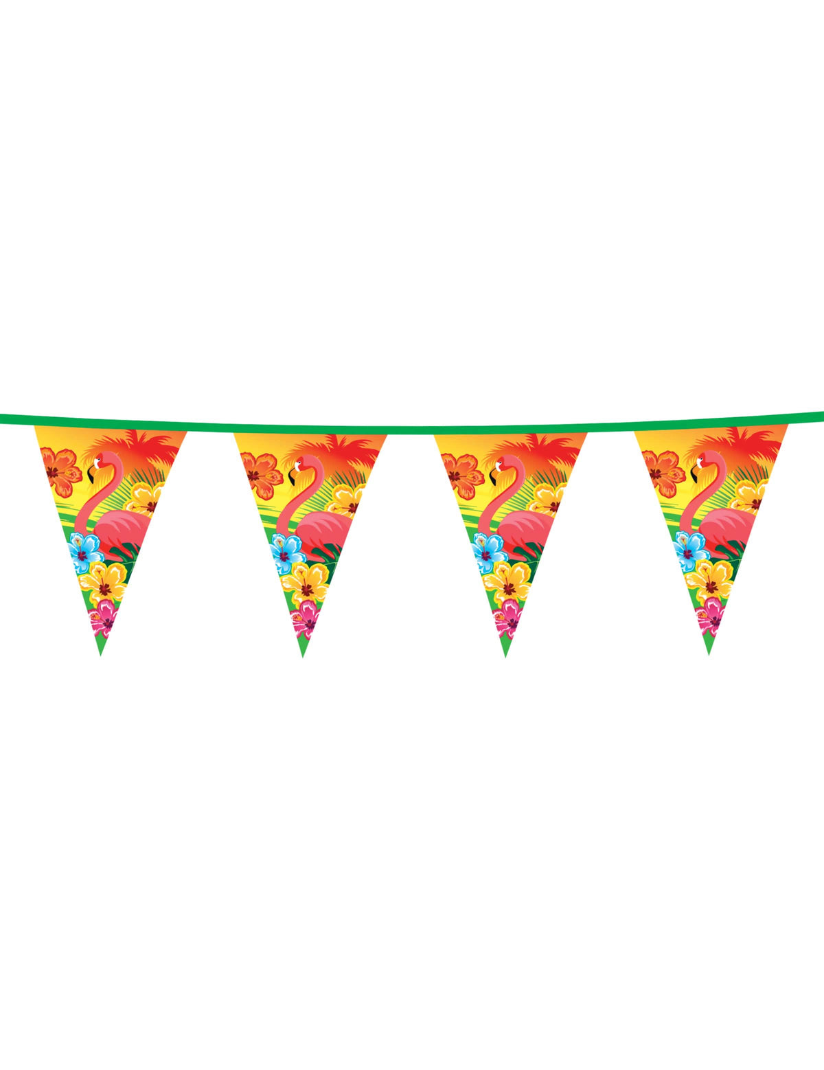 Guirnalda de banderines hawái flamenco para fiesta multicolor con motivos tropicales