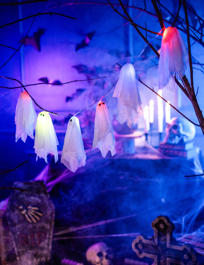 Guirlandas fantasmas luminosos Halloween 150 cm