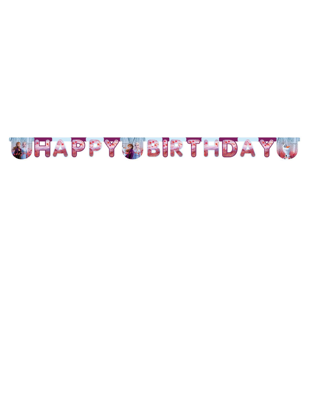 Vue d'ensemble de la guirlande happy birthday La Reine des Neiges 2