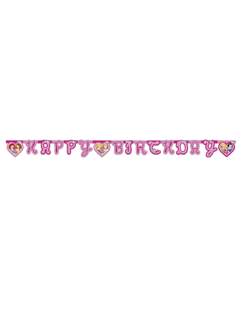 Vista general de la guirnalda Happy Birthday princesas Disney