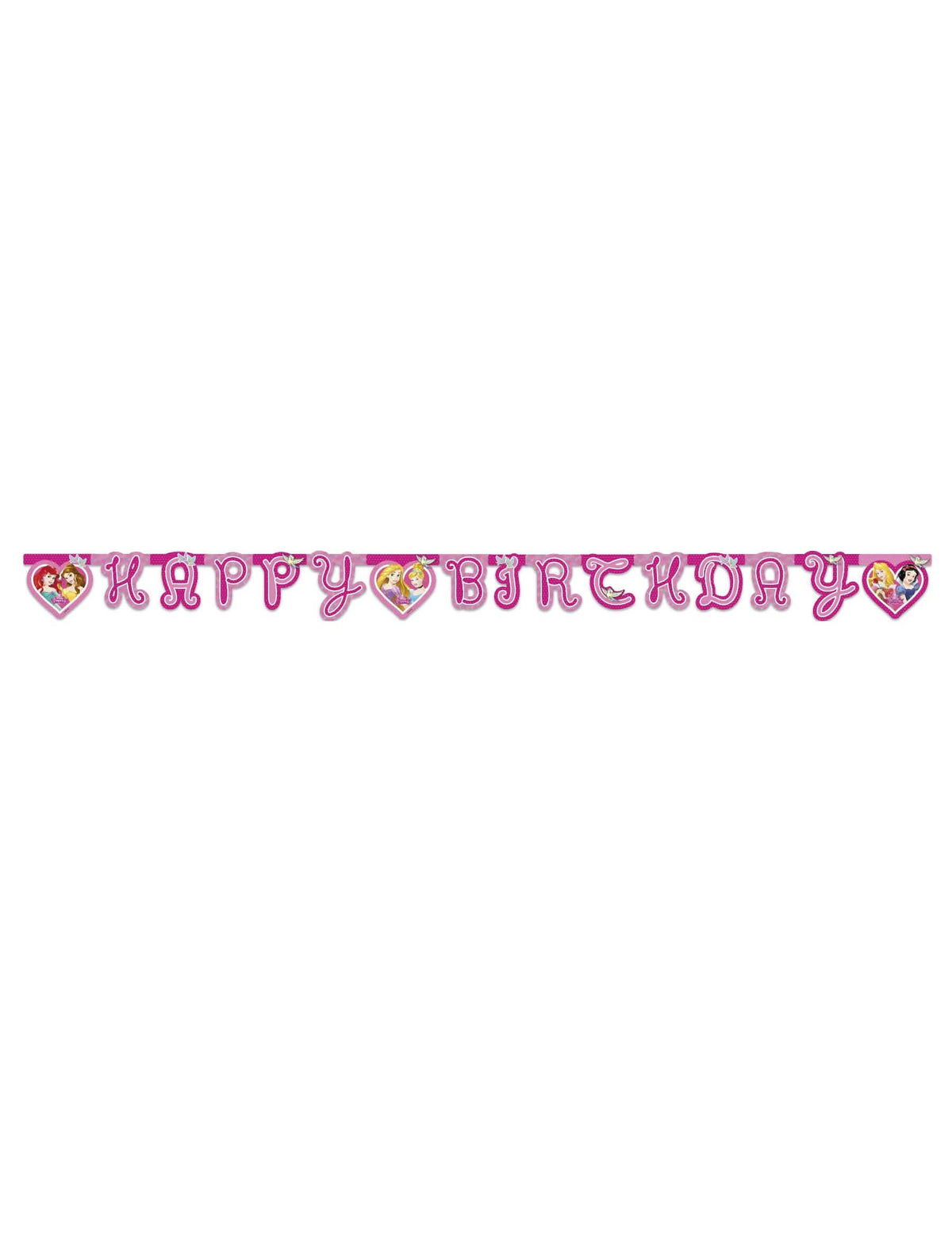 Vista general de la guirnalda Happy Birthday princesas Disney