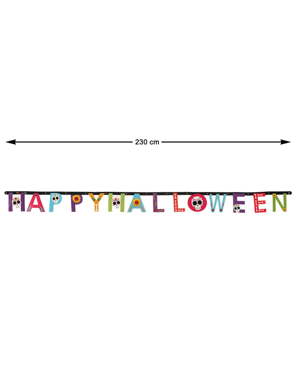 Dimensiones de la guirnalda feliz halloween Dia de los Muertos