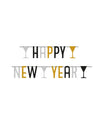 Guirlande Happy New Year pour décoration de fête argent noir et doré