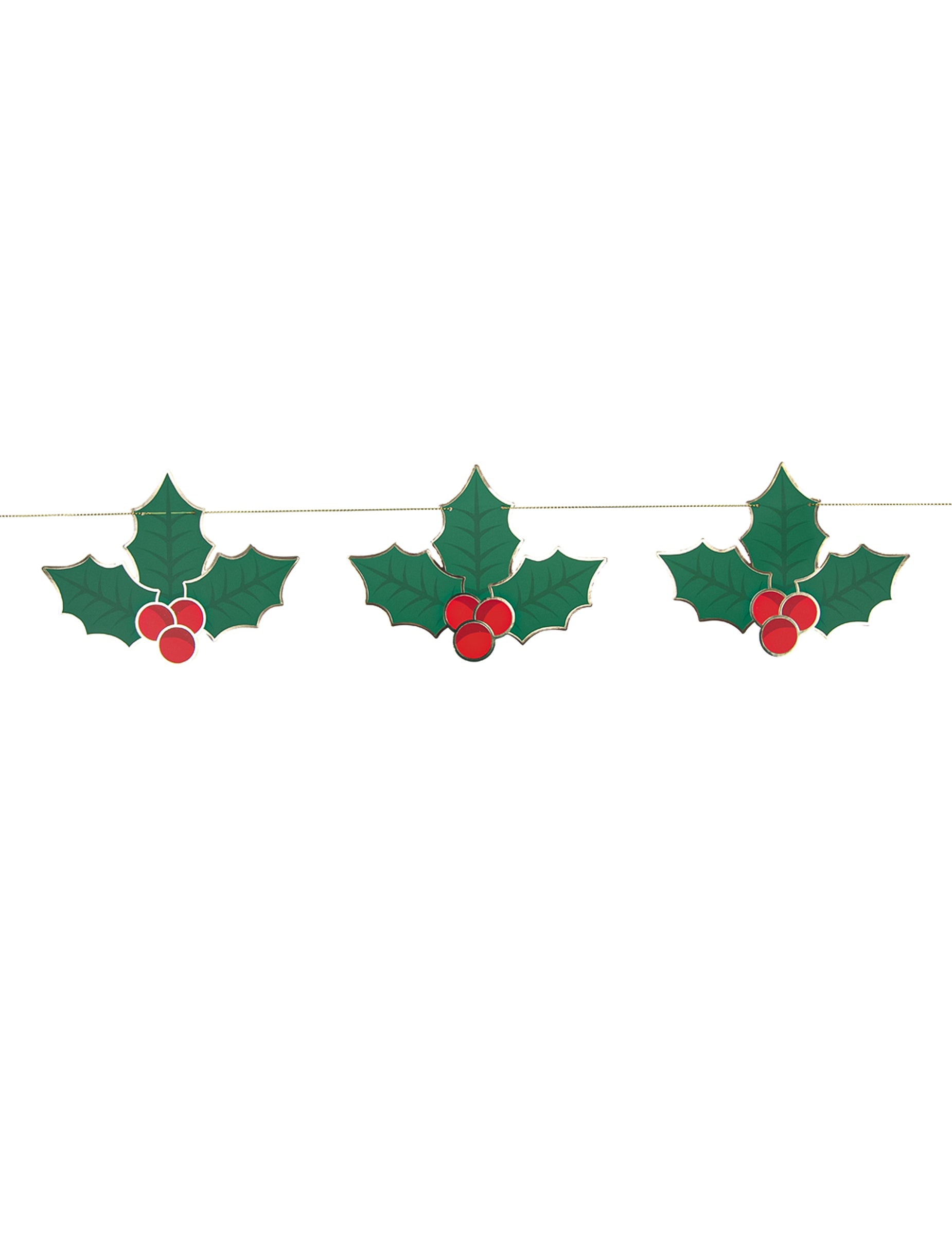 Guirlande houx de noël pour décoration rouge et verte en carton