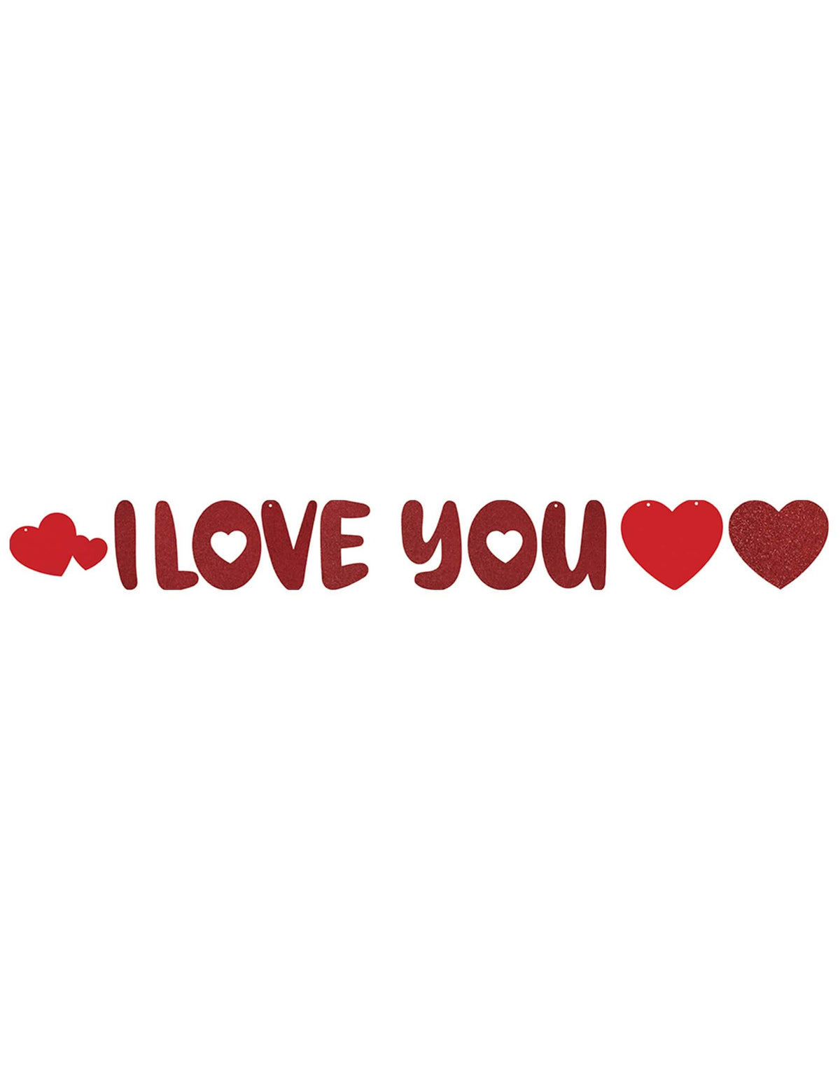 Guirlande en carton cœur I love you pour décoration rouge à paillettes