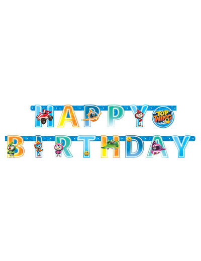 Guirlande lettres en papier Happy Birthday Top Wing pour enfant bleue