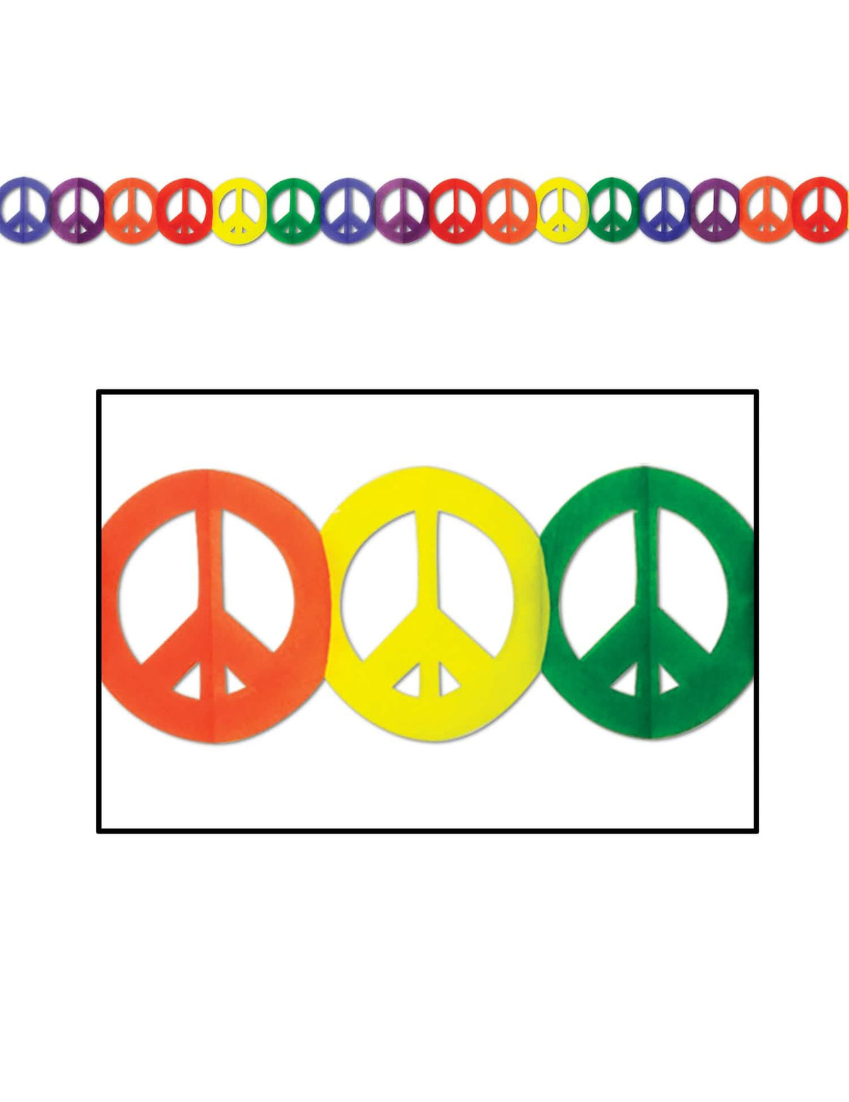 Guirnalda de papel Hippie Peace para decoración multicolor