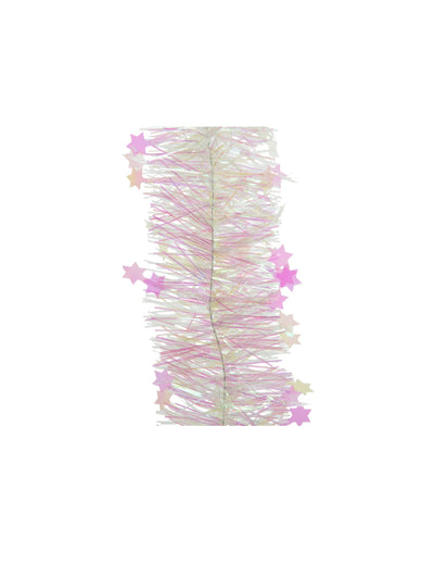 Guirlande iridescente avec étoiles pour sapin reflets roses