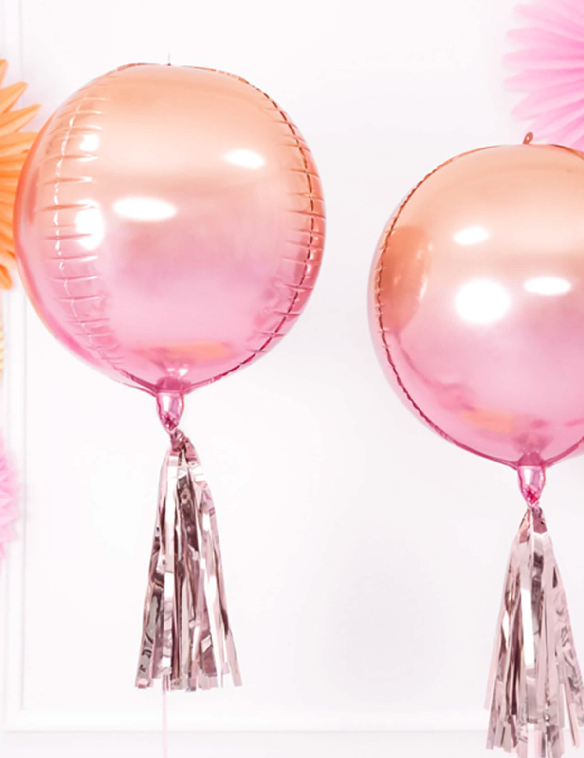 Pompons décorant des ballons de la guirlande tassel 12 pompons pour décoration de fête rose gold métallisé