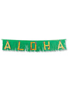 Guirlande Aloha pour décoration de fête verte avec franges et lettres bambou