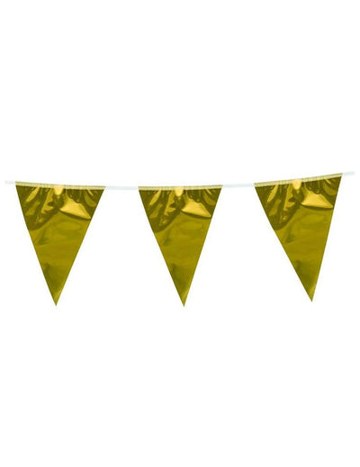 Guirlande à fanions dorés pour fête effet métallisé