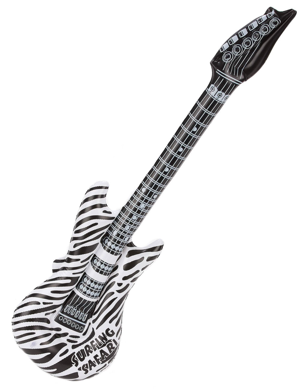 Guitare rock gonflable zébrée pour adulte noir et blanc