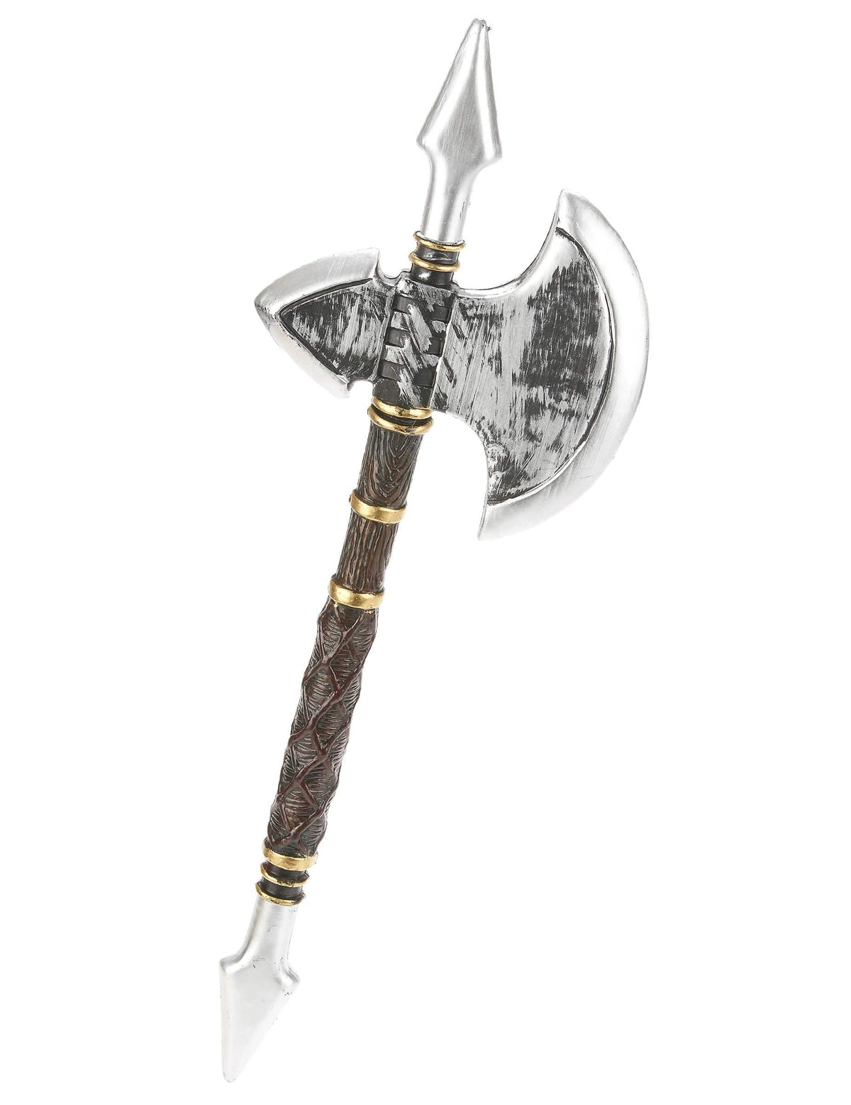 Hacha viking con púas para adulto plateada y marrón de plástico