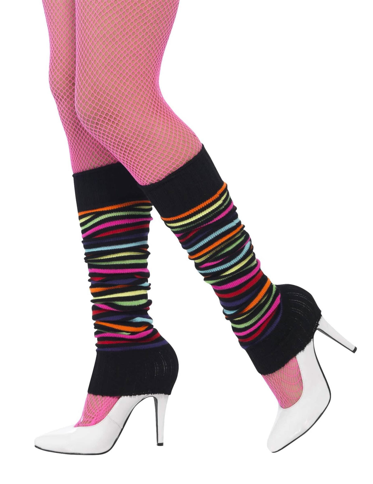 Polainas a rayas para mujer negras y multicolores