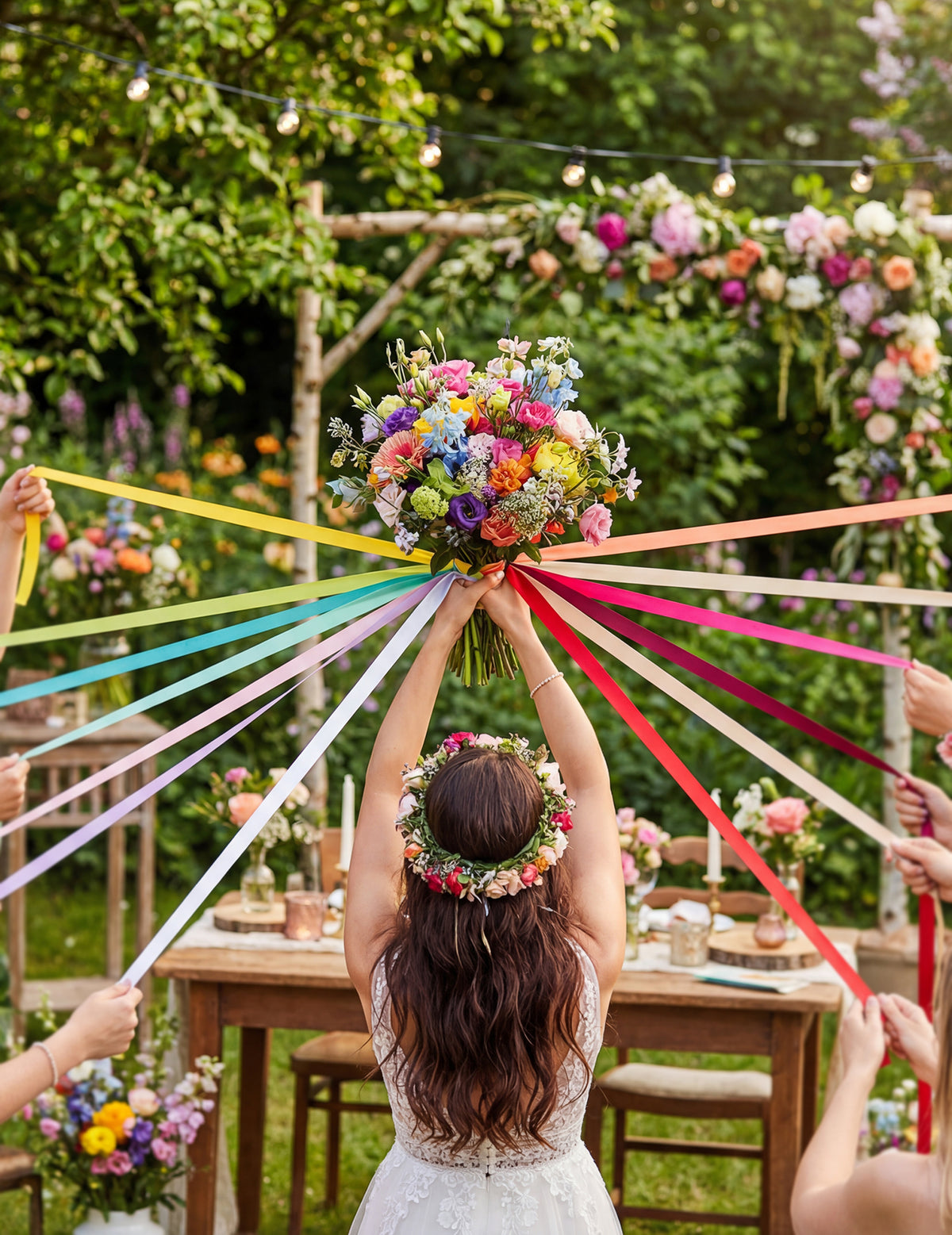Juego de cintas para boda, 15 cintas multicolores