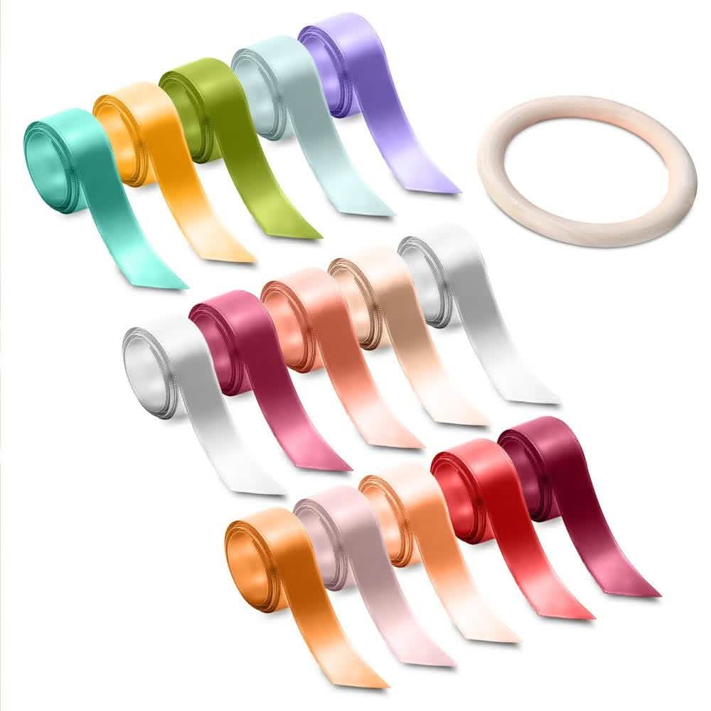 Juego de cintas para boda, 15 cintas multicolores