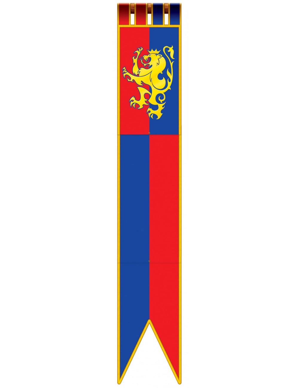 Decoración para colgar, pancarta medieval para fiesta roja y azul con escudo de león amarillo