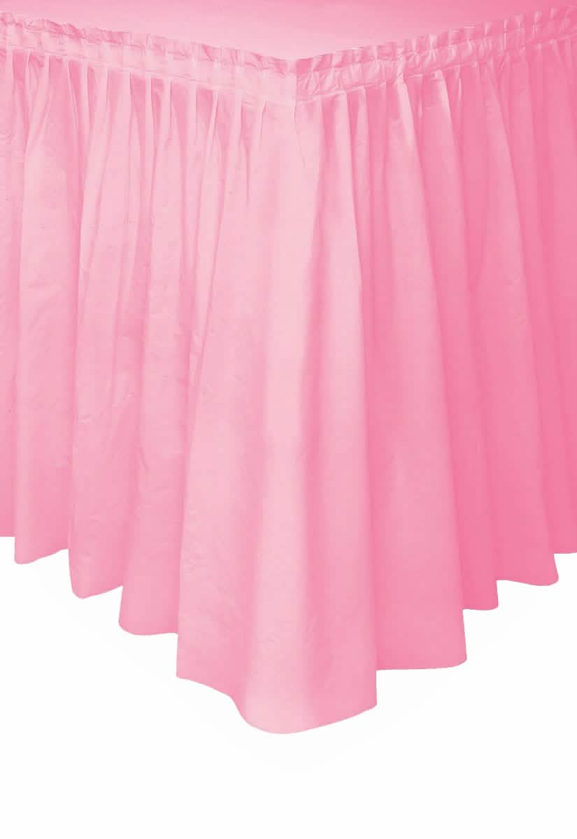 Jupe de table rose clair en plastique adhésive