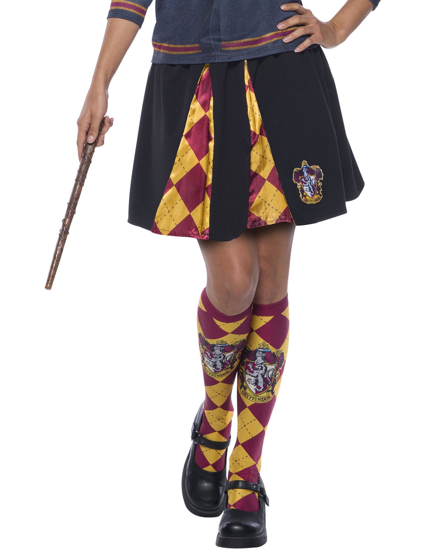 Jupe Gryffondor Harry Potter pour adulte noire avec motifs à carreaux rouge et or
